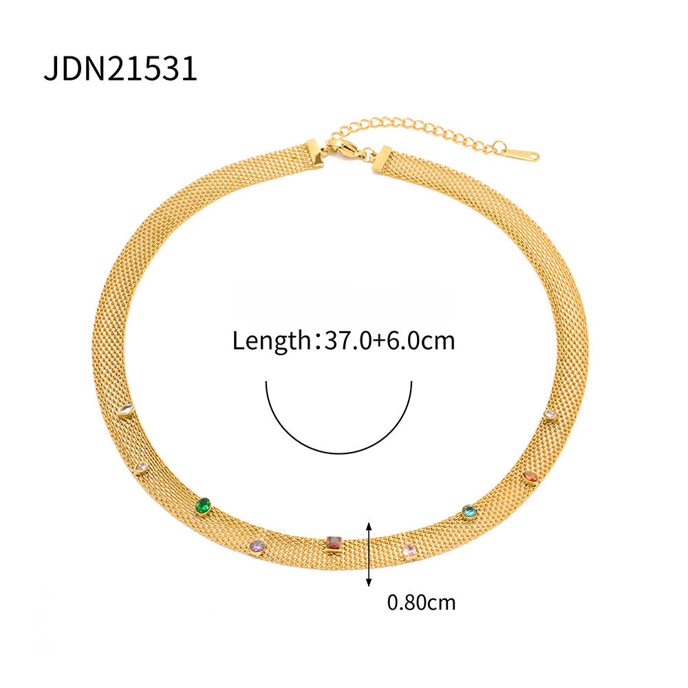 Wholesale Colored Gems Stainless Steel Bracelet