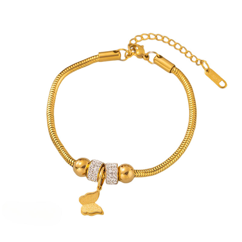 Wholesale Butterfly Eyes Flower Titanium Steel Bracelet