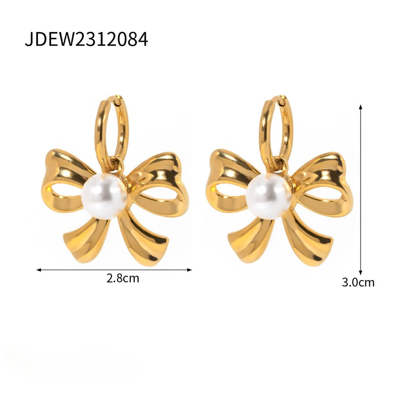 Wholesale18K Gold Stainless Steel Bow Earrings