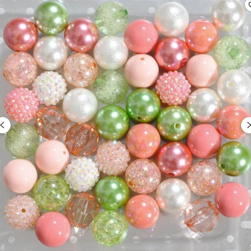 Wholesale 50pcs Leather Pink Light Green 20MM Acrylic Large Beads DIY Mixed Color Mixed Style Beaded Loose Beads Combination