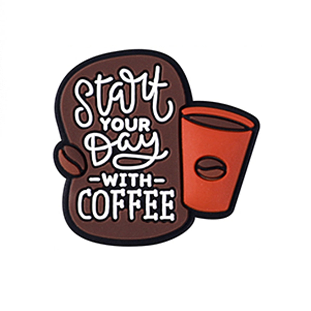 Wholesale 20pcs Cartoon Coffee Series Pattern Silicone Beads