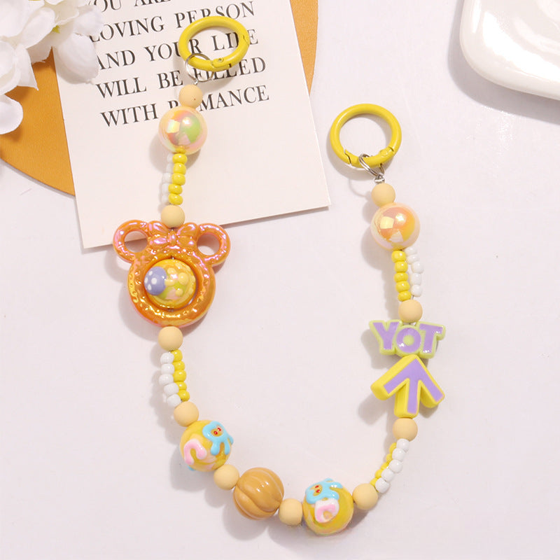 Wholesale Acrylic Rice Beads Cute Bear Keychain