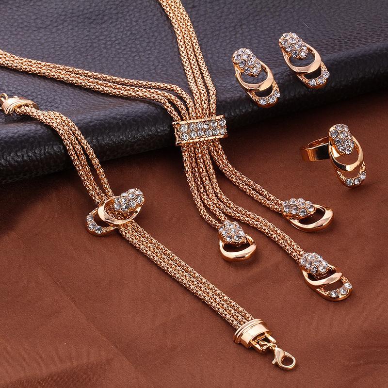 Wholesale Alloy Crystal Necklaces and Earrings Set of Four Pieces