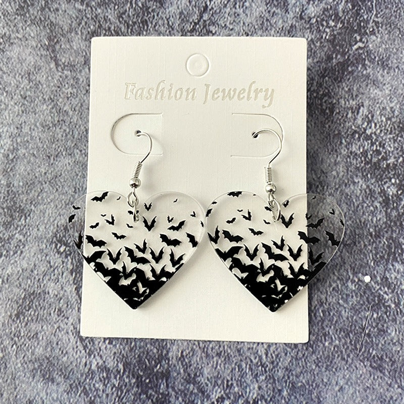 Wholesale Gothic Halloween Bat Acrylic Clear Earrings