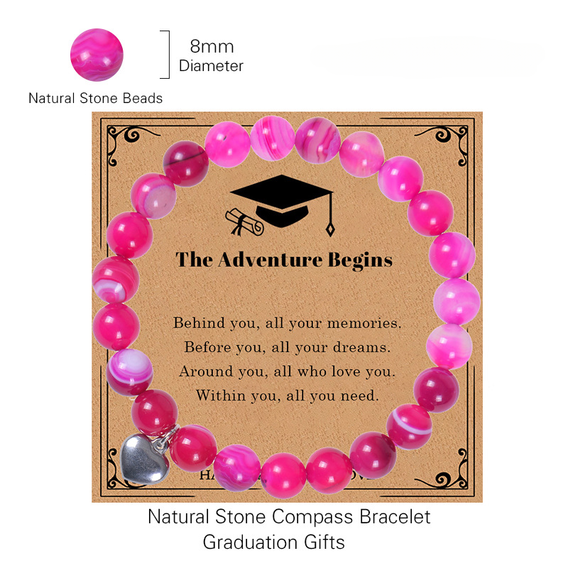 Wholesale Natural Agate Crystal Stone Beaded Heart Pendant Bracelet