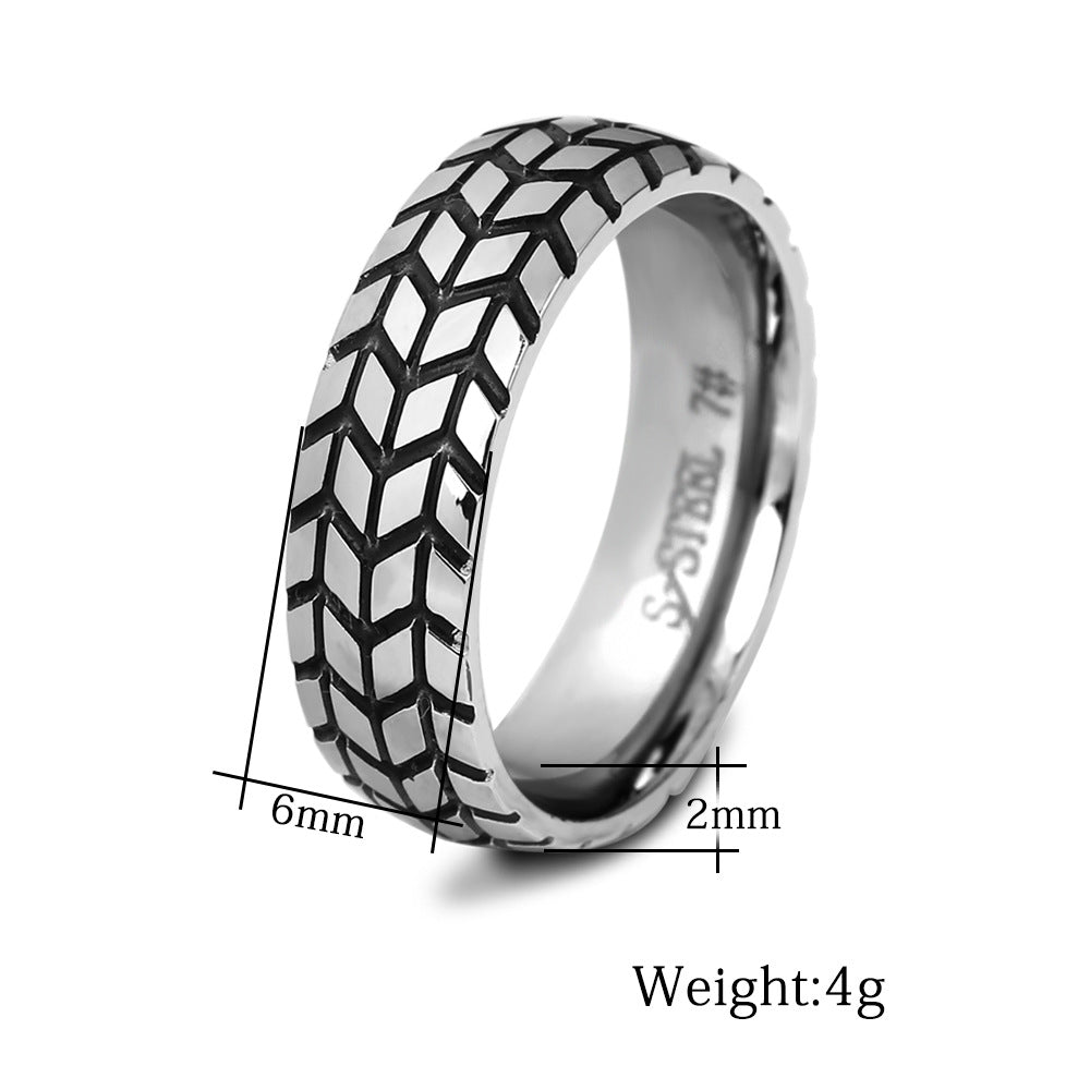 Wholesale 6MM 18K Gold Black Titanium Steel Trendy Tire Ring