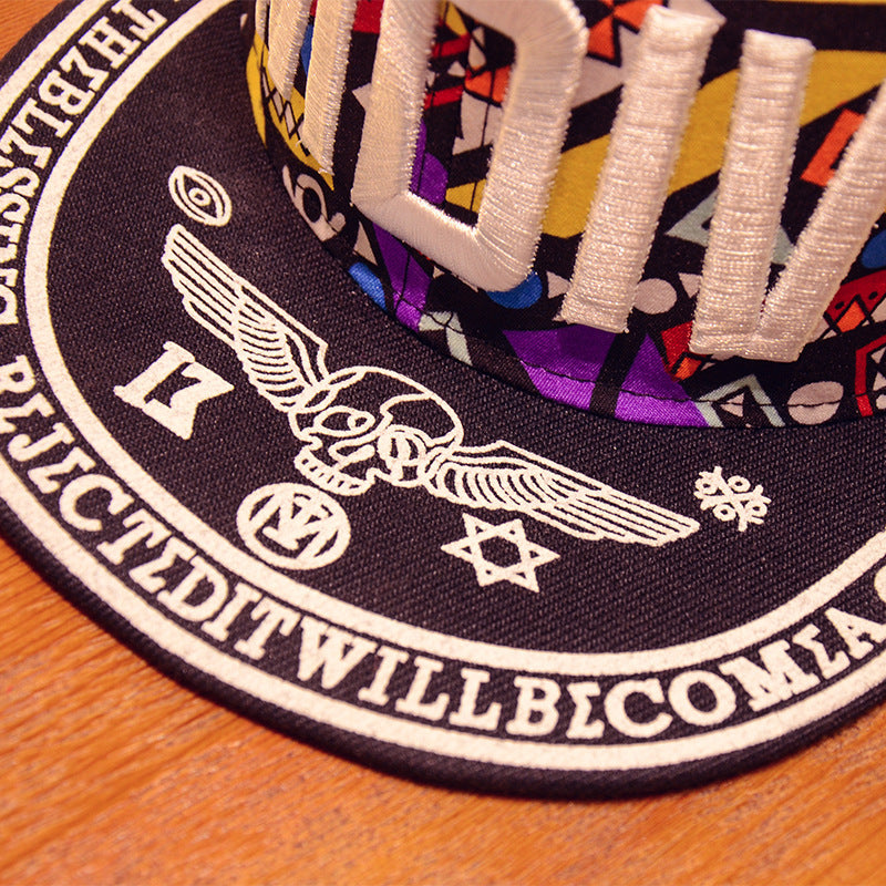 Wholesale Cotton MDIV Letter Embroidered Contrasting Flat Brim Hat