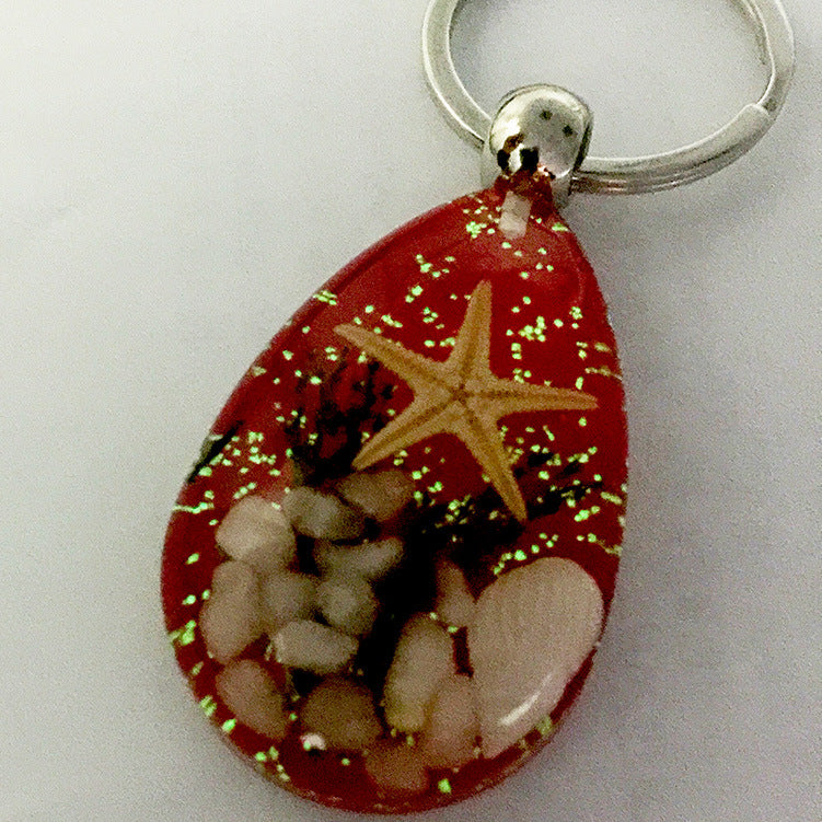 Wholesale12pcs Luminous Stone Natural Starfish Conch Keychain