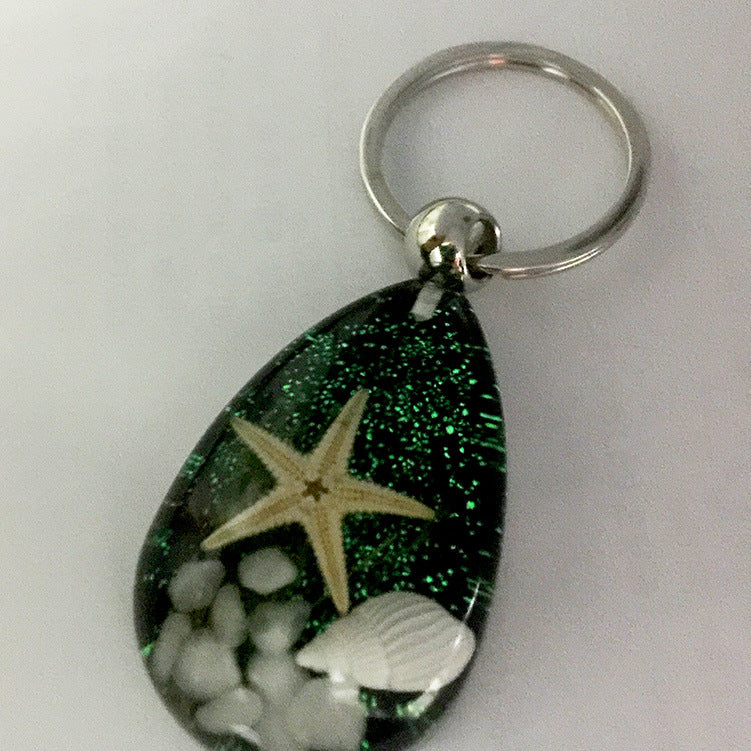 Wholesale12pcs Luminous Stone Natural Starfish Conch Keychain
