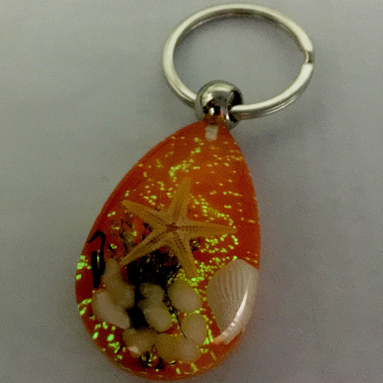 Wholesale12pcs Luminous Stone Natural Starfish Conch Keychain