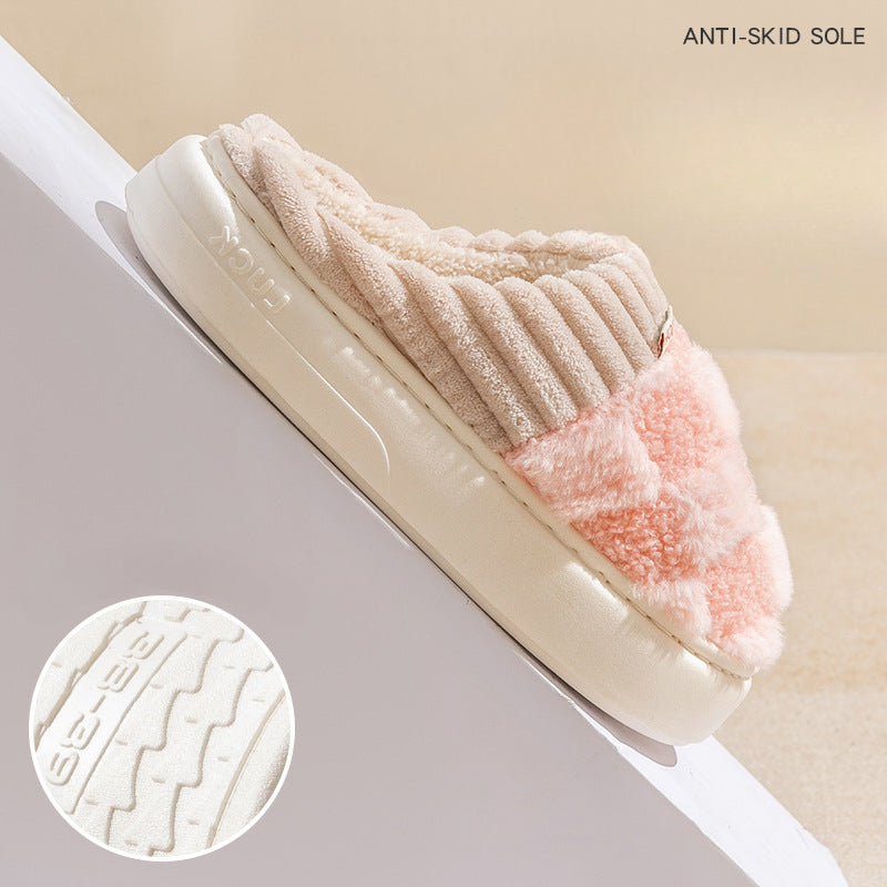 Wholesale Winter Indoor Warm Plus Fleece Couple Thick-soled Slippers