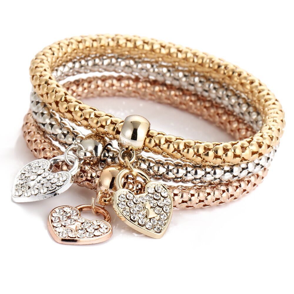 Wholesale Diamond Butterfly Bracelet Alloy Three Color Set