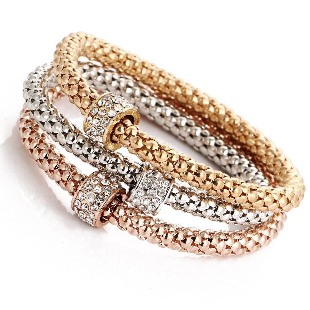 Wholesale Diamond Butterfly Bracelet Alloy Three Color Set