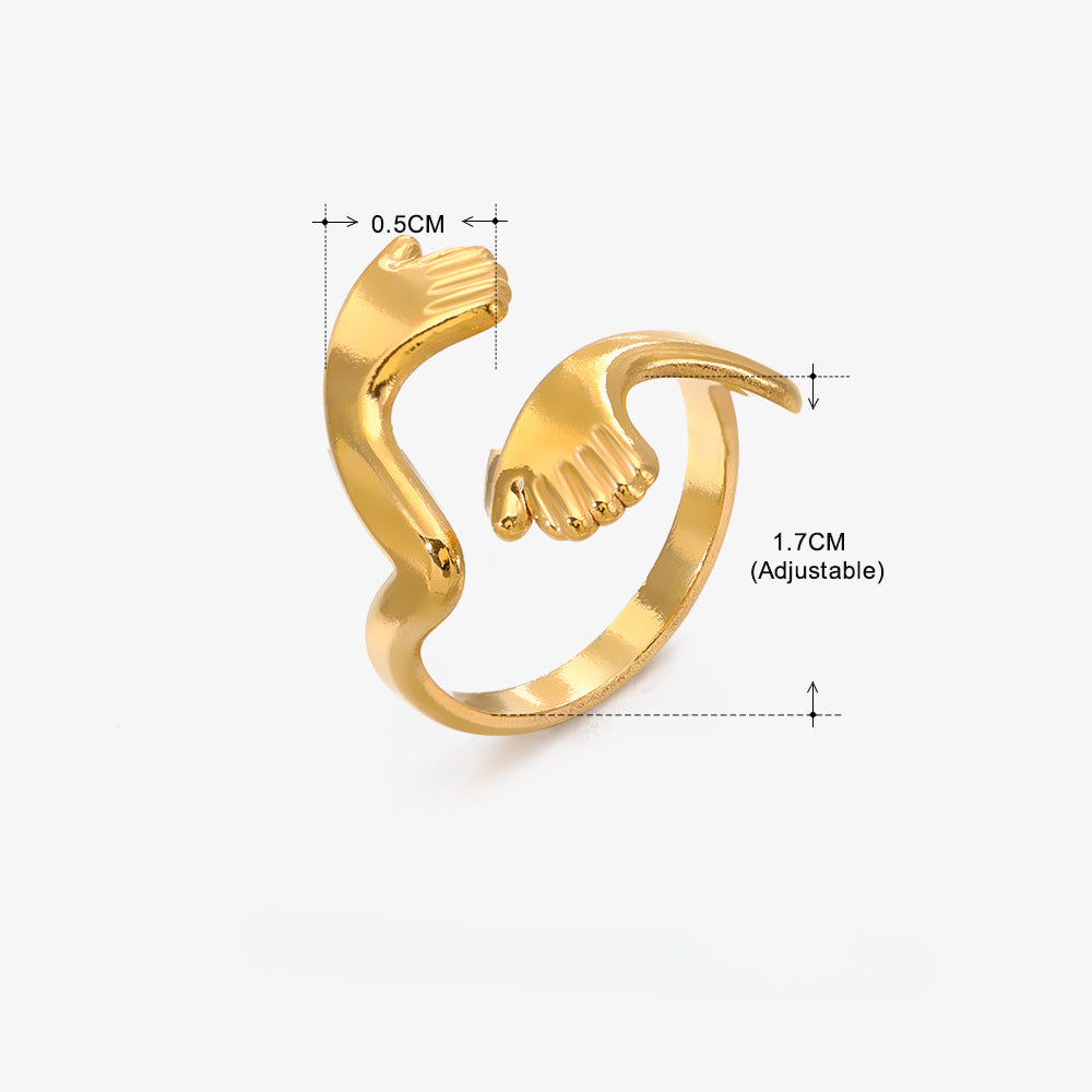 Wholesale Geometric Stainless Steel 18K Gold Plated Irregular Ring