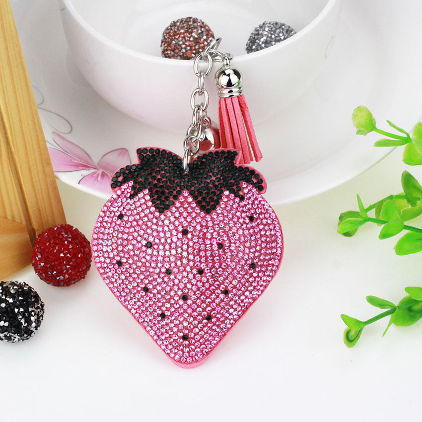 Wholesale Velvet Tassel Strawberry Hot Diamond Keychain