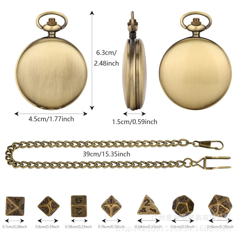 Wholesale DND Dice Bronze Two-sided Polished Thick Waist Chain Pocket Watch Case