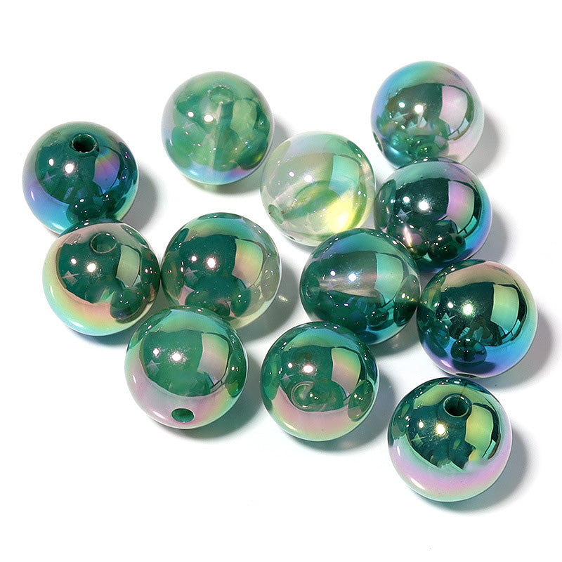 Wholesale Beads 16MM Acrylic Colorful Glass Round Straight Hole Beads 10pcs DIY OLY-BDS-JS001