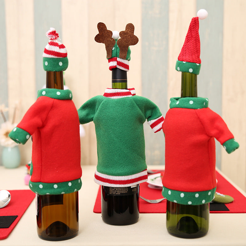 Wholesale Christmas Fabric Embroidery Cartoon Wine Bottle Cover