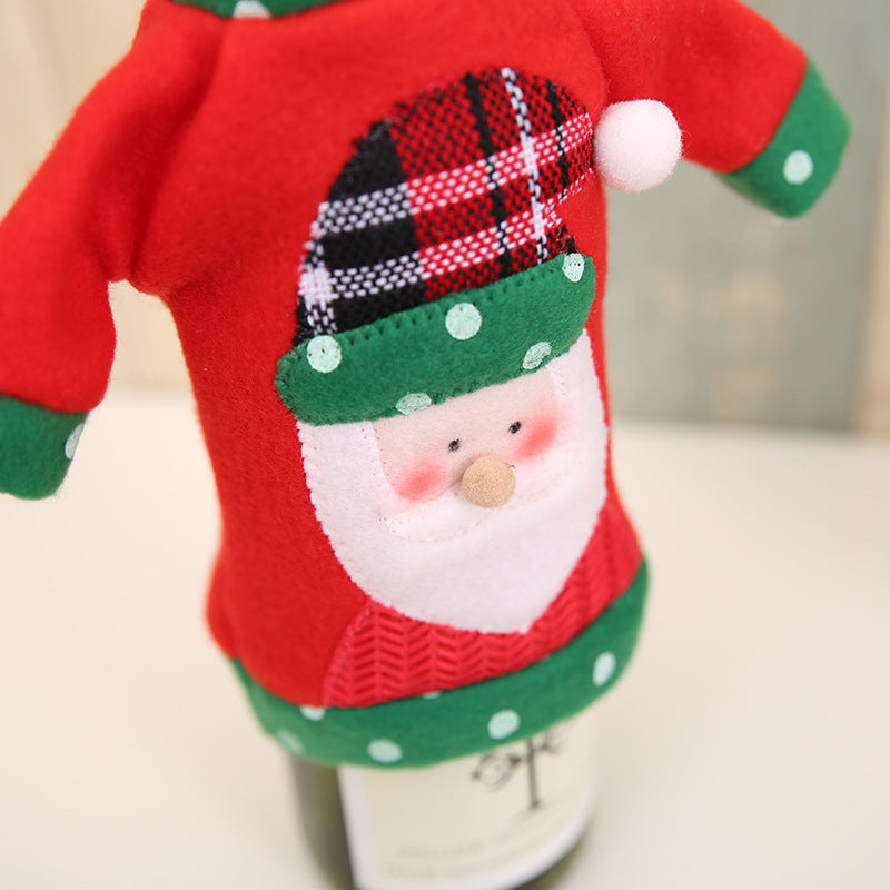 Wholesale Christmas Fabric Embroidery Cartoon Wine Bottle Cover
