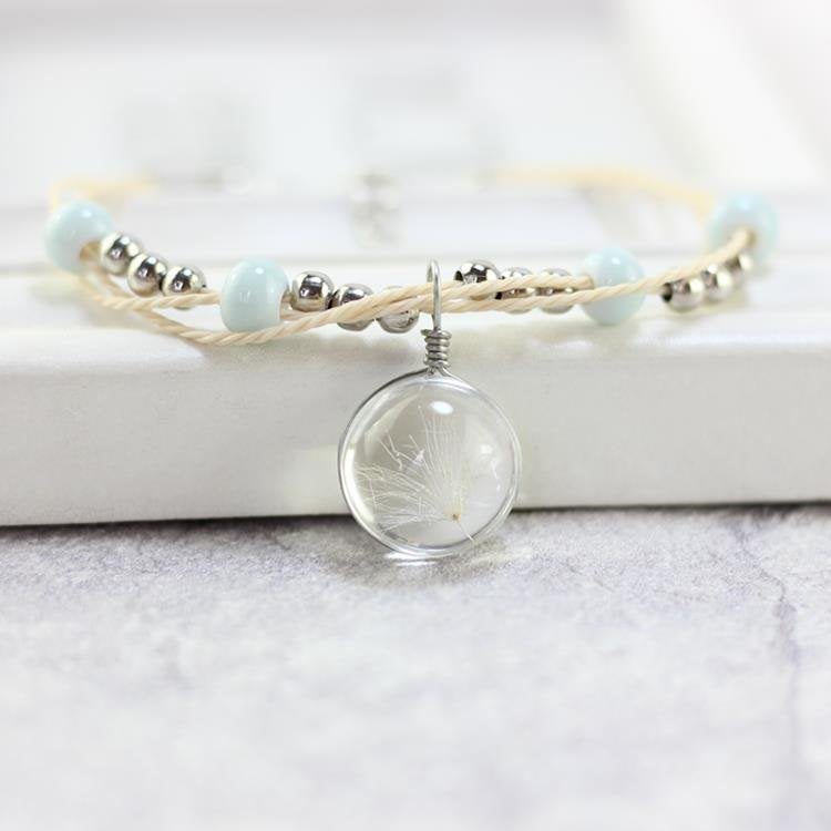 Wholesale Preserved Flower Woven Glass Bracelet