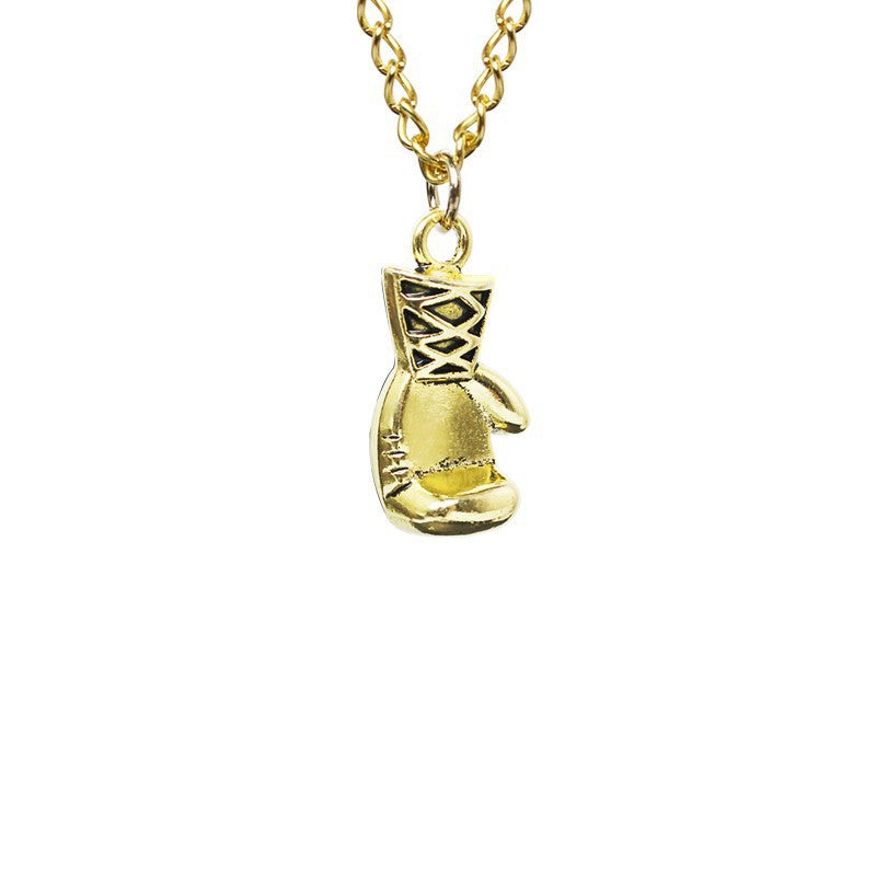 Wholesale Retro Punk Boxing Glove Pendant Necklace Antique Gold Electroplated Alloy Unisex Statement Gift Chain