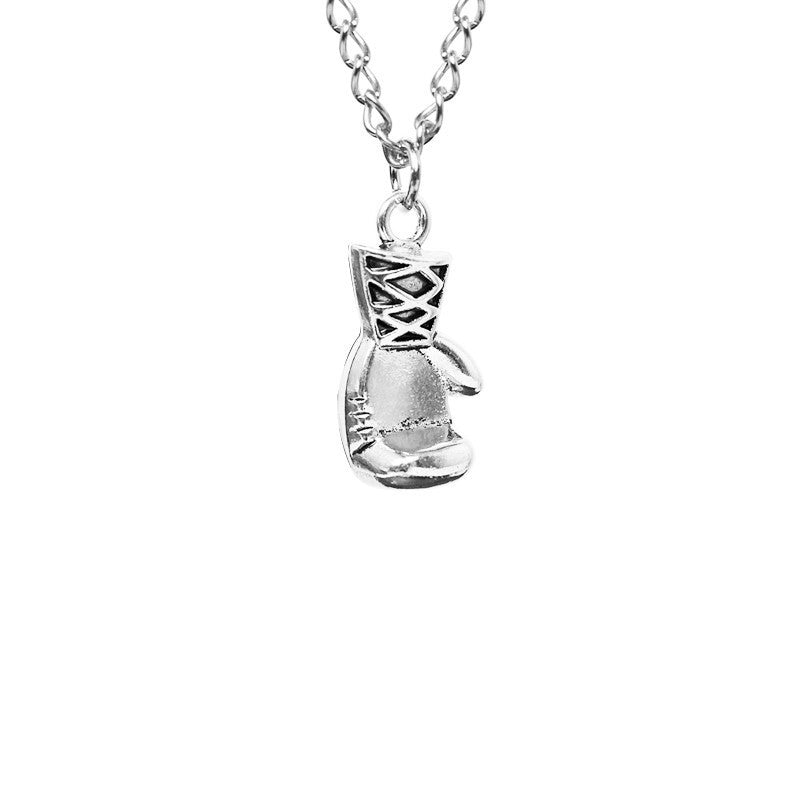 Wholesale Retro Punk Boxing Glove Pendant Necklace Antique Gold Electroplated Alloy Unisex Statement Gift Chain
