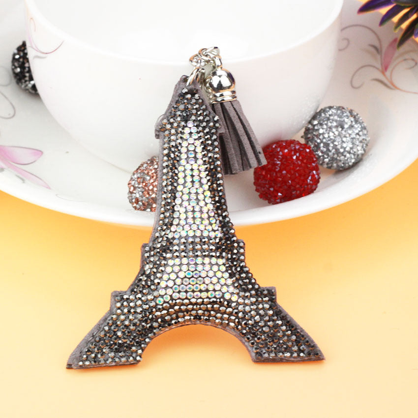 Wholesale Hot Diamond Eiffel Tower Tassel Keychain