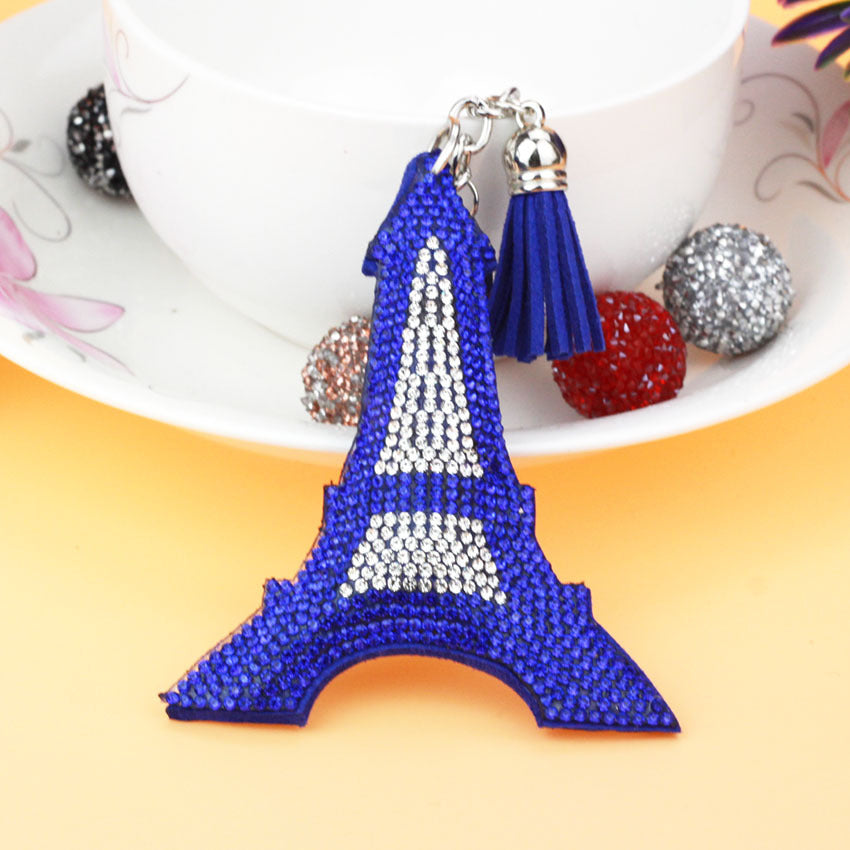 Wholesale Hot Diamond Eiffel Tower Tassel Keychain