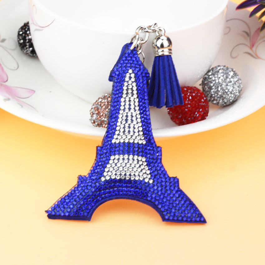 Wholesale Hot Diamond Eiffel Tower Tassel Keychain