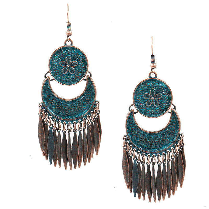 Wholesale Flower Metal Tassel Drop Earrings