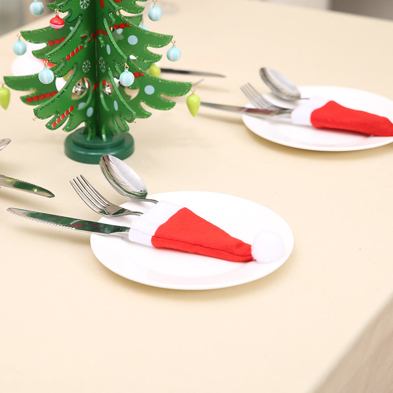 Wholesale Fabric Christmas Hat Cutlery Set
