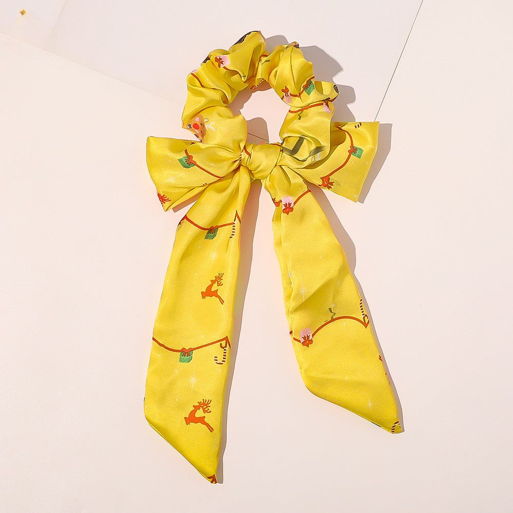 Wholesale Christmas New Bow Ribbon Fabric Hair Tie