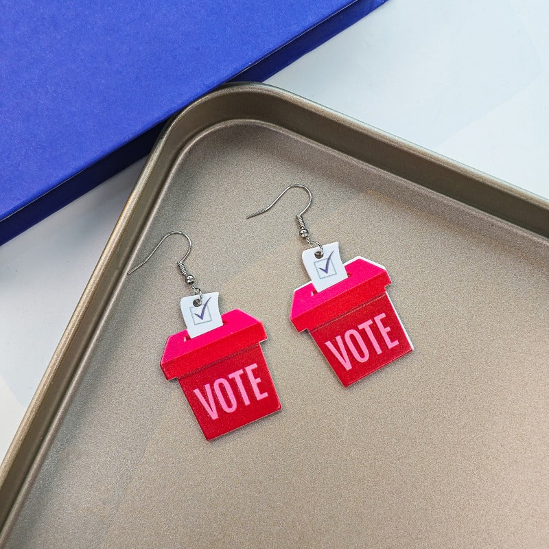 Wholesale Vintage Love Heart Flower Independence Day Acrylic Earrings