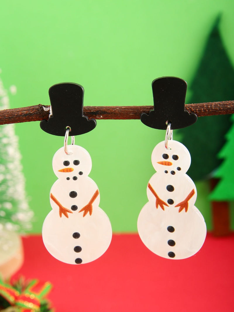 Wholesale European and American Acrylic Christmas Snowman Pendant Earrings