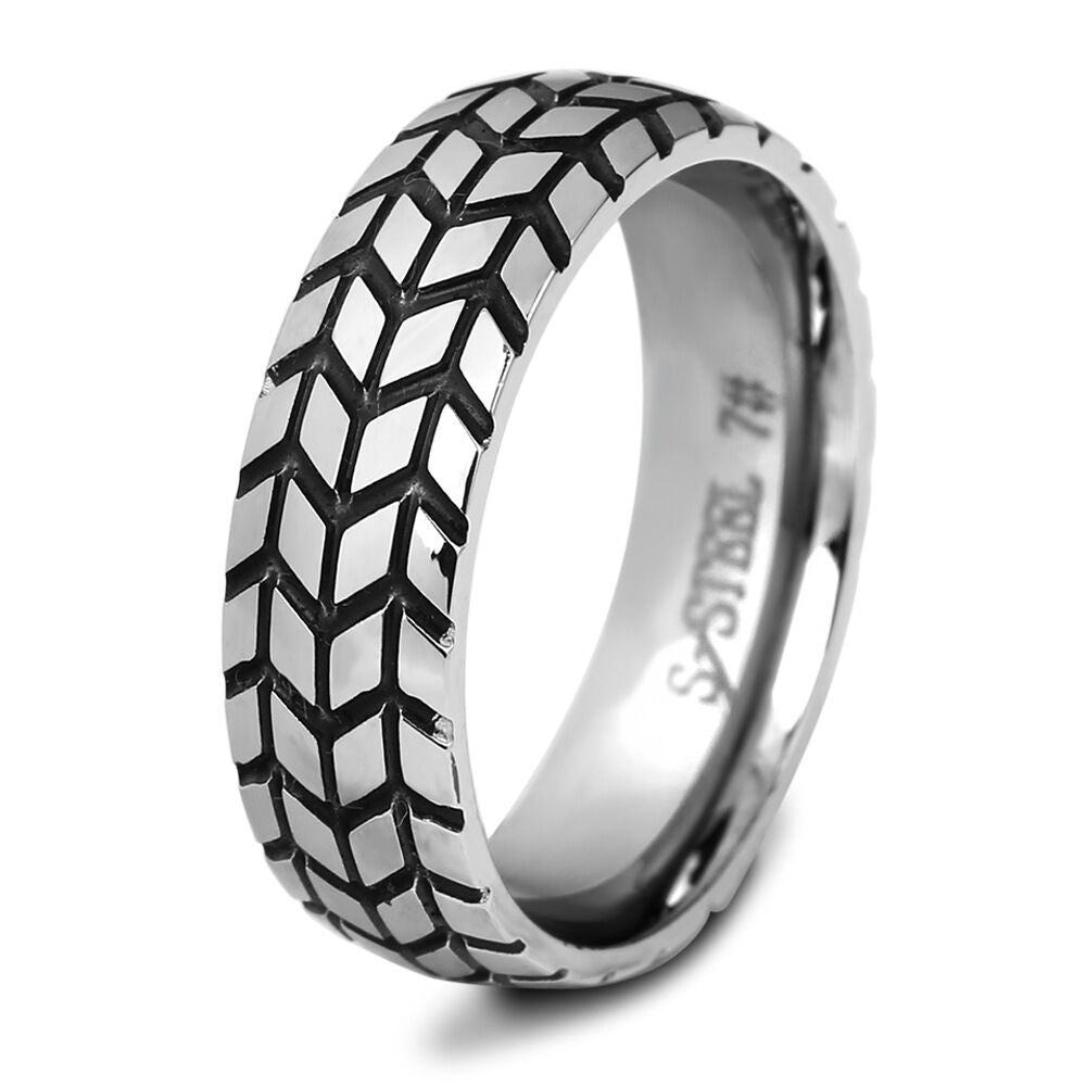Wholesale 6MM 18K Gold Black Titanium Steel Trendy Tire Ring