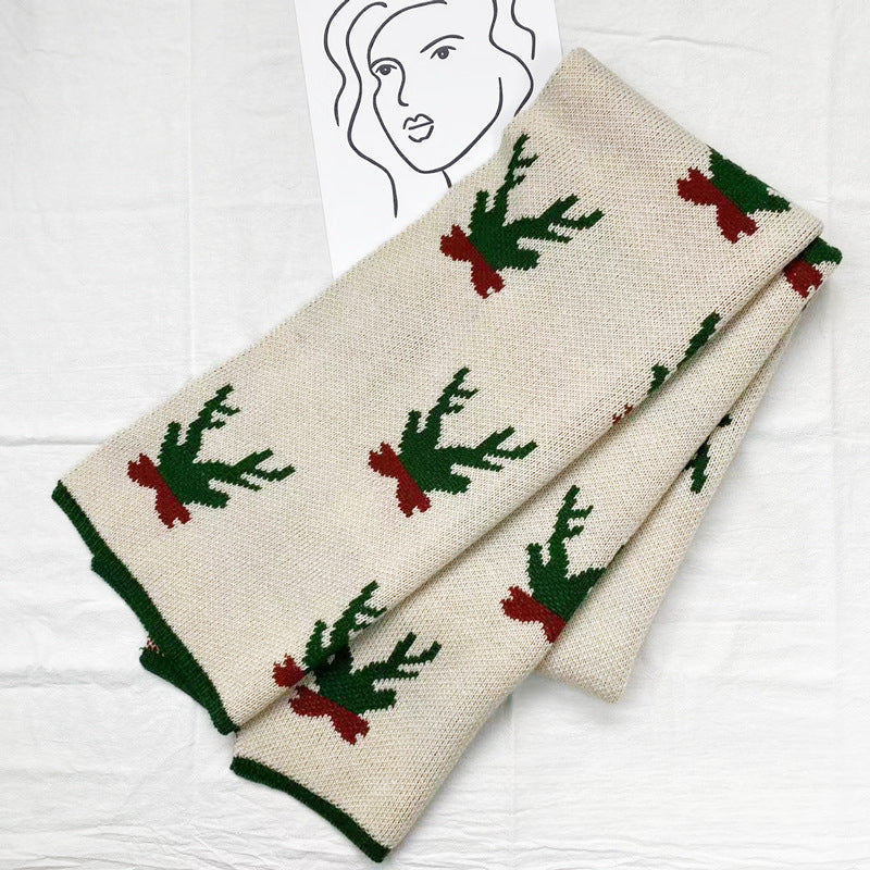 Wholesale Deer Winter Knitted Wool Christmas Scarf