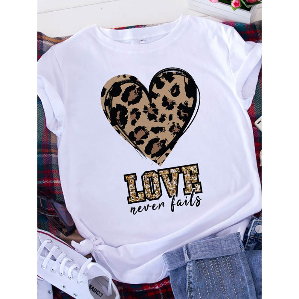 Whoelsale Valentine's Day Polyester Women's Short Sleeved T-shirt