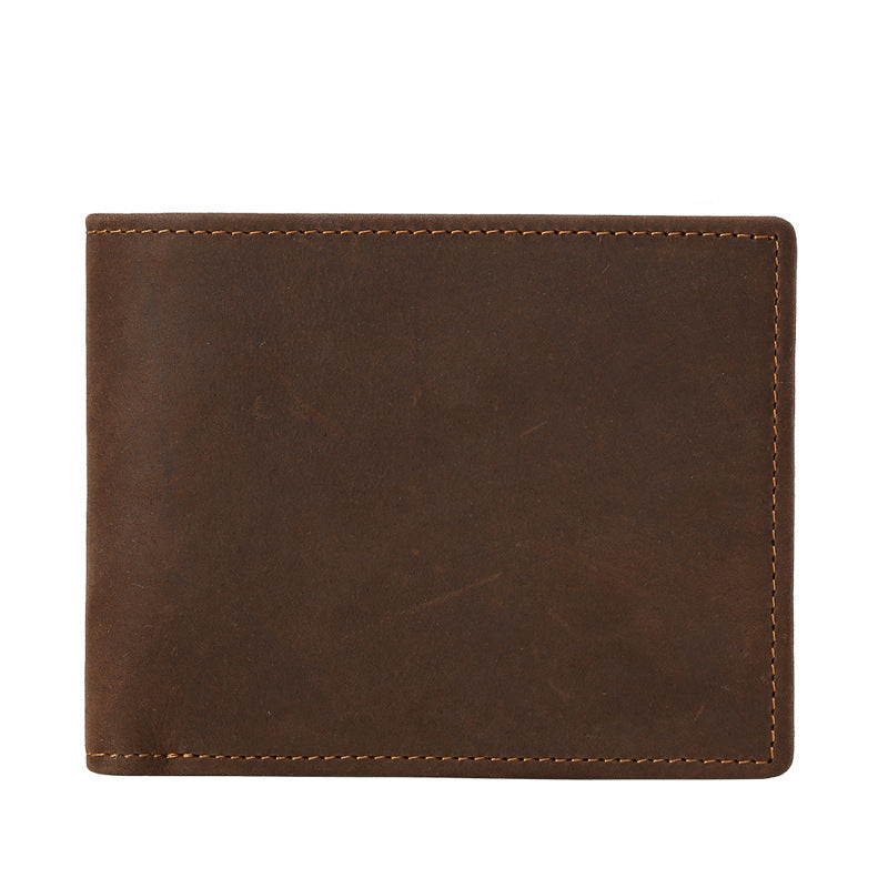Wholesale retro cowhide men's short simple wallet
