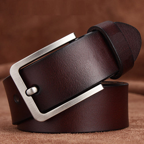 Wholesale Men' s Genuine Leather Belt  Retro Pin Buckle Waist Belt