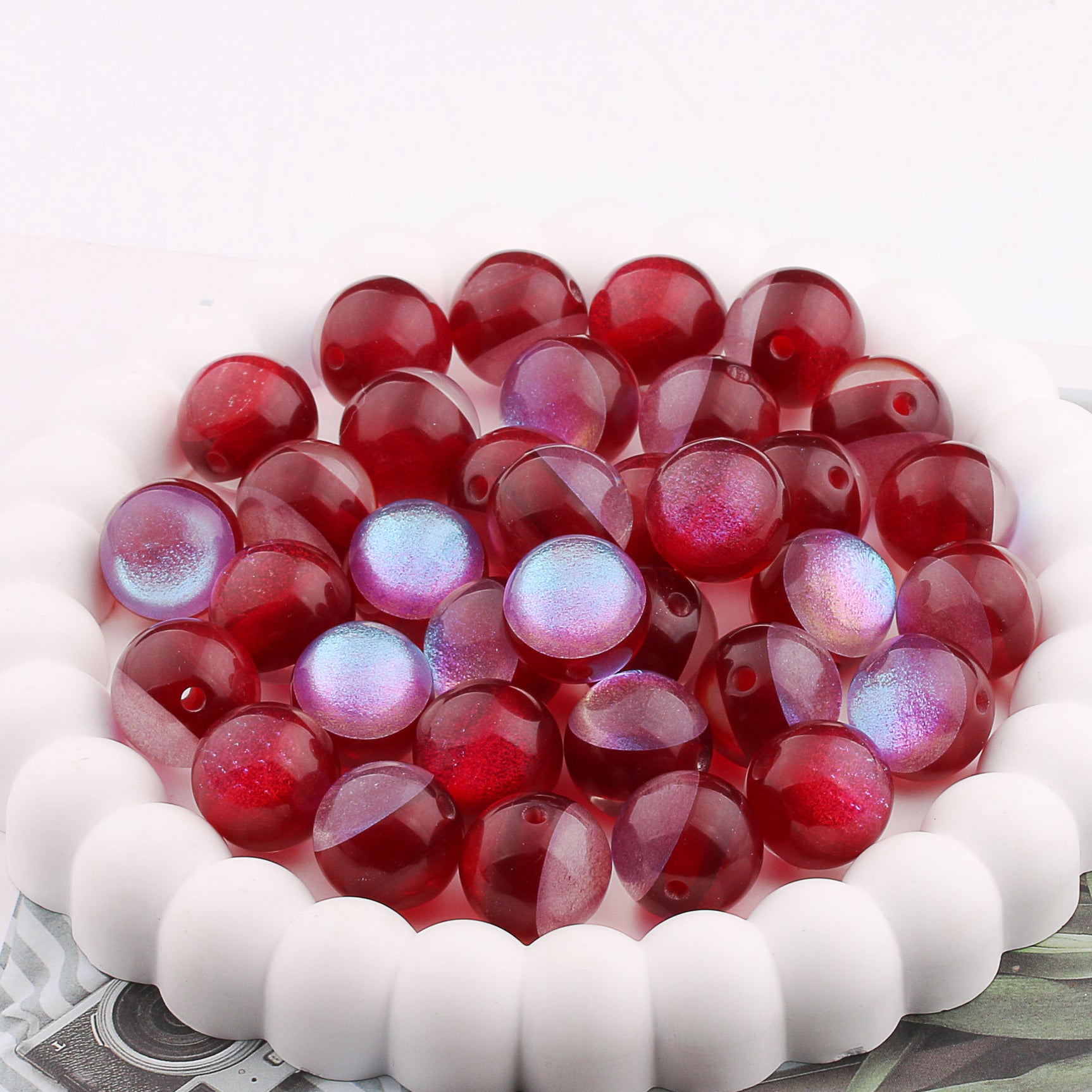 Wholesale 200PCS Colorful Straight Hole Resin Balls