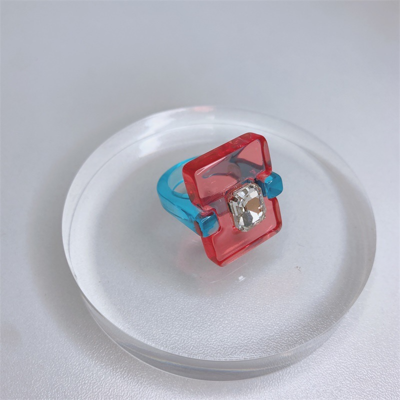 Wholesale Square Candy Color Acrylic Ring