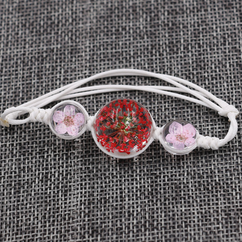 Wholesale Dried Flower Bracelet&Time Gemstone Narcissus Eternal Flower Weaving Bracelet
