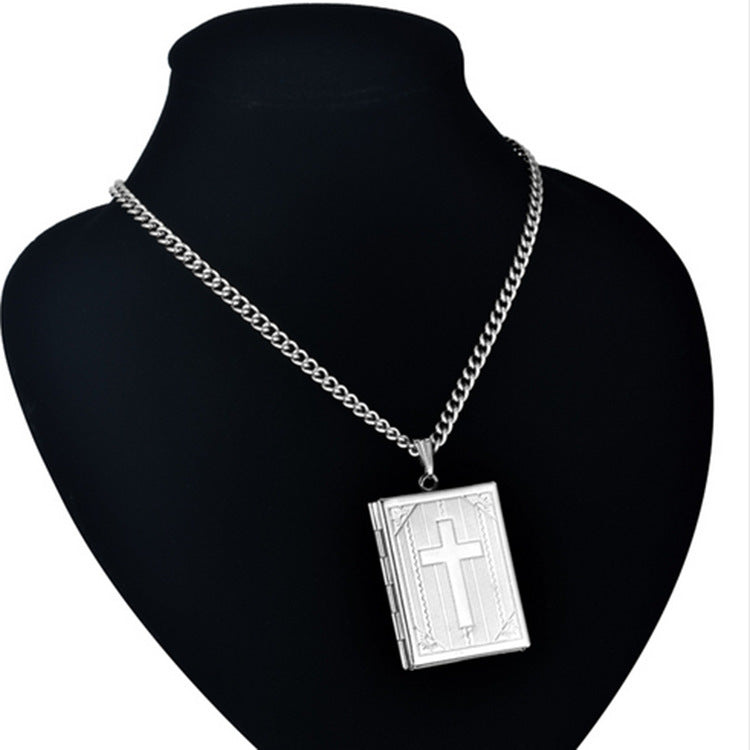Wholesale Bible Magic Box Cross Brass Pendant Necklace