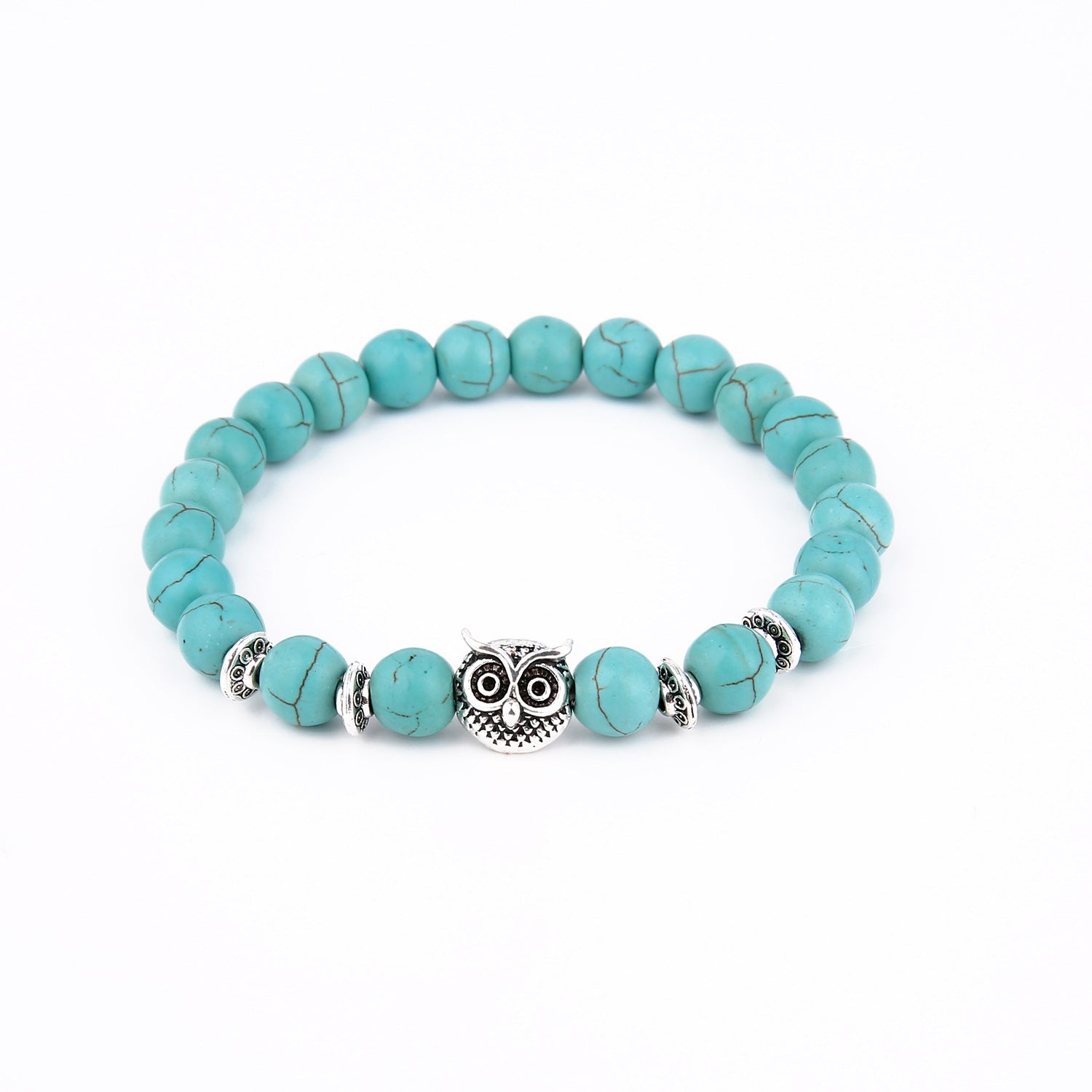 Wholesale Owl Turquoise Stone Beaded Bracelet Trendy Fashion Accessory For Everyday Wear
