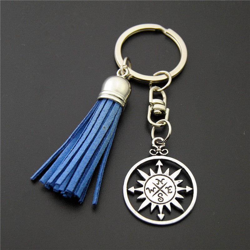 Wholesale Zinc Alloy Color Tassel Ancient Silver Alien Fish Hook Keychain