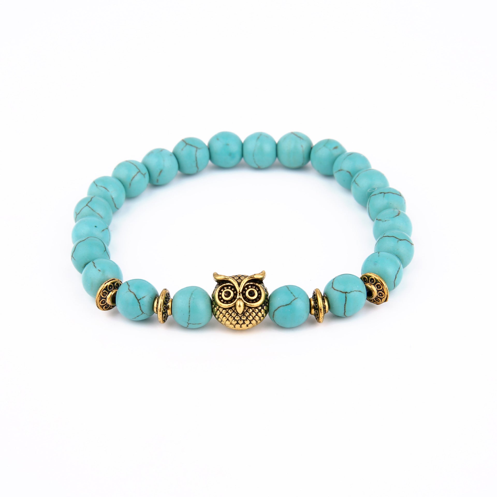 Wholesale Owl Turquoise Stone Beaded Bracelet Trendy Fashion Accessory For Everyday Wear