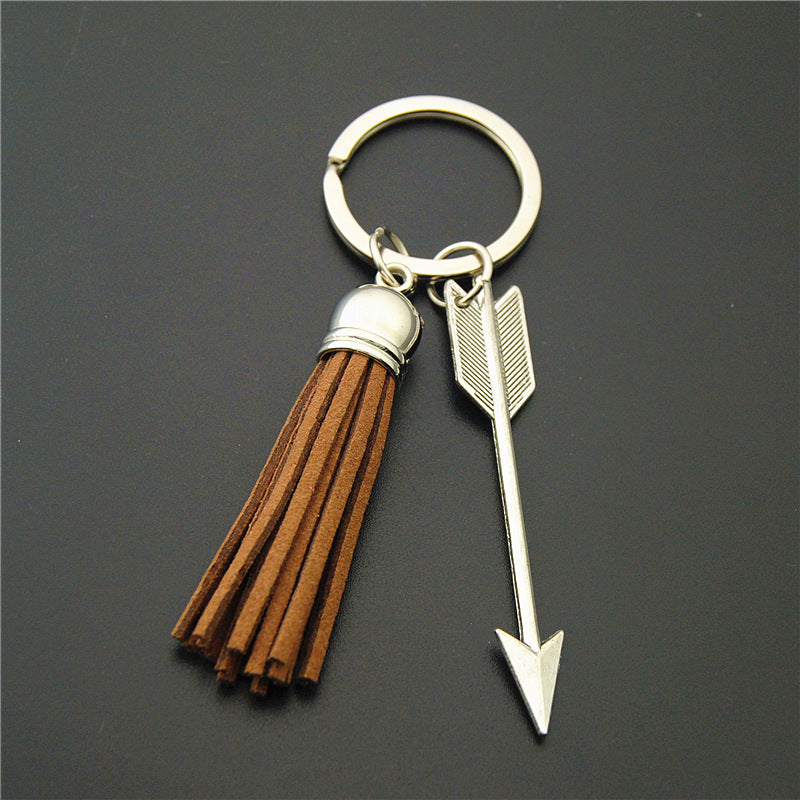 Wholesale Zinc Alloy Color Tassel Ancient Silver Alien Fish Hook Keychain