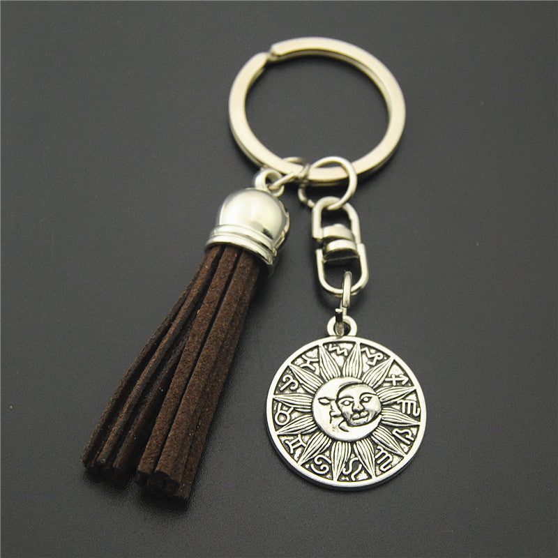 Wholesale Zinc Alloy Color Tassel Ancient Silver Alien Fish Hook Keychain