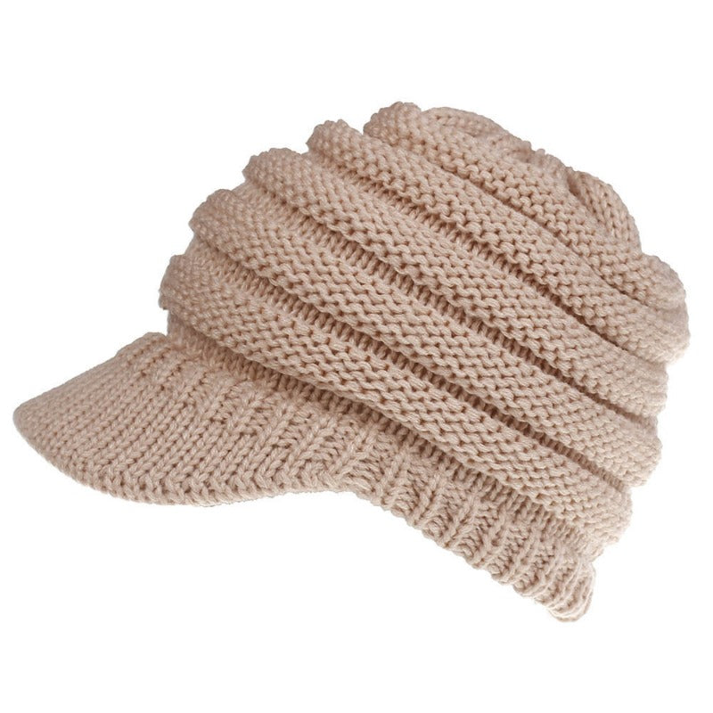 Wholesale Women's Knitted Baseball No Logo Open Ponytail Ski Sports Cap