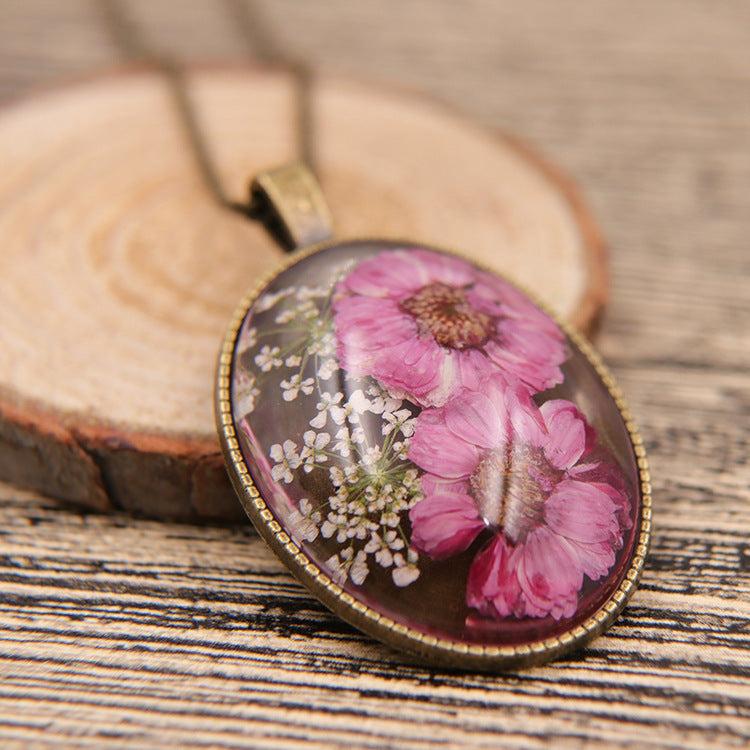 Wholesale 6pcs Time Gem Preserved Flower Herbarium Necklace